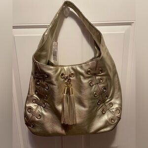 Michael Kors Astor gold Metallic Hobo Bag nwt